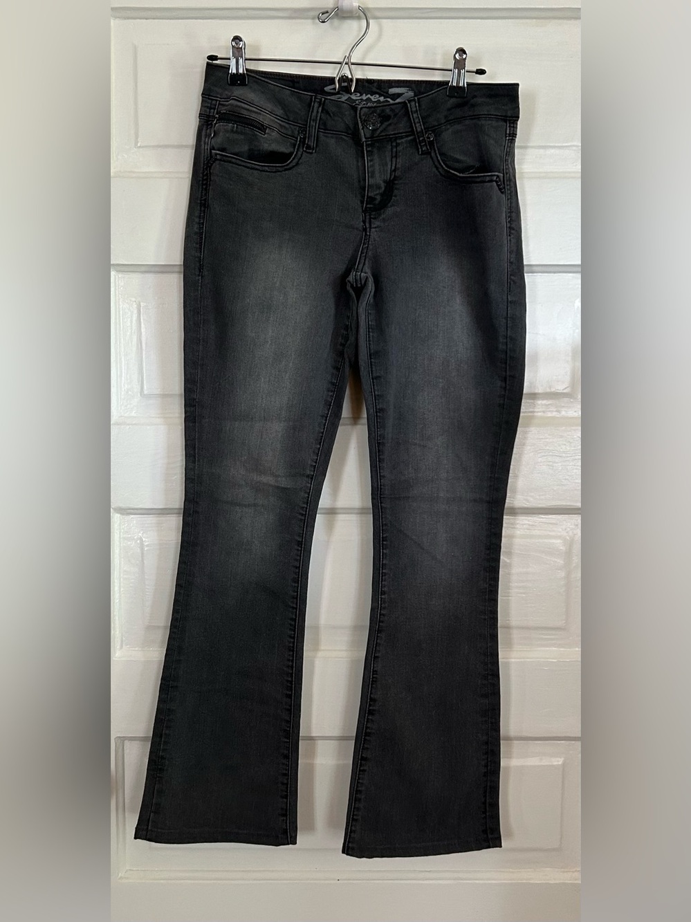 Seven7 Black Bootcut Jeans with Embellished Back Pockets